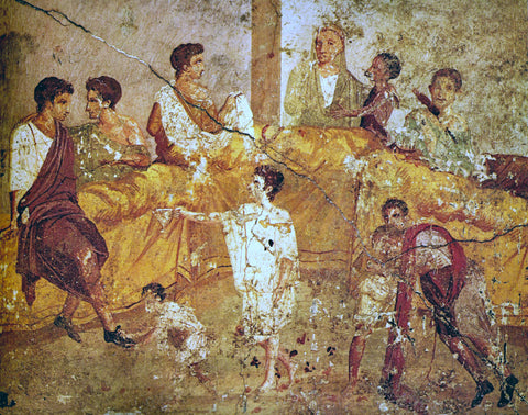 Fresco from Pompeii depicting a banquet. © Public domain