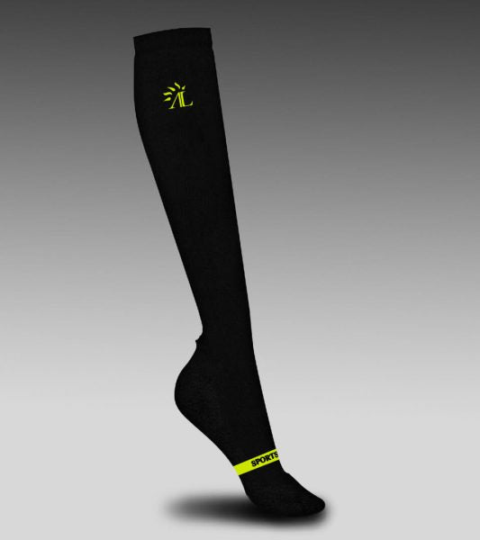 Chaussette individuelle noire et jaune fluo Alexandra Ledermann Sportswear ALSportswear