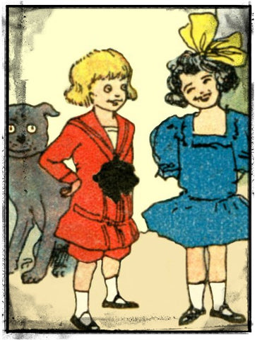 buster brown caricature showing girls wearing mary jane shoes