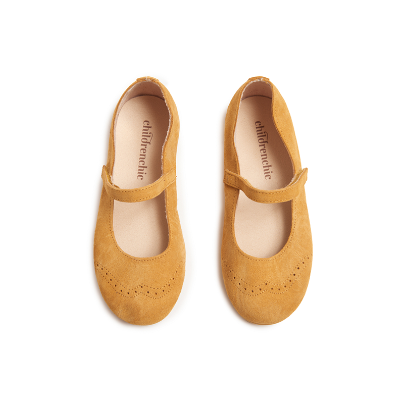 Suede Spectator Mary Janes in Marygold