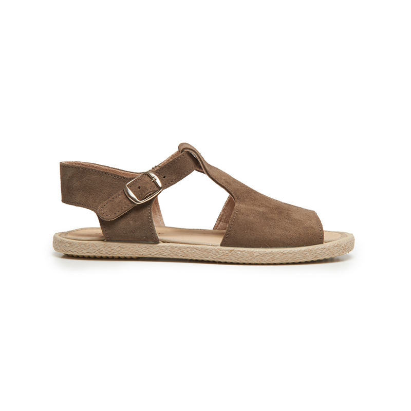 Suede Espadrille Sandal in Taupe childrenchic