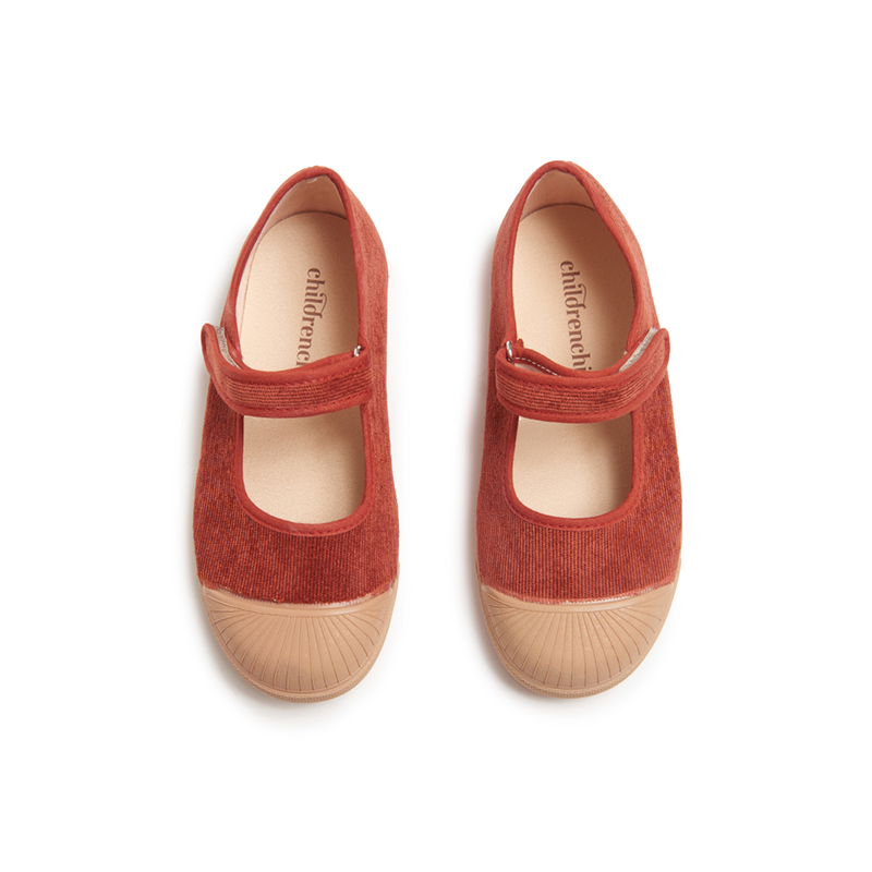 Corduroy Mary Jane Captoe Sneakers in Brick