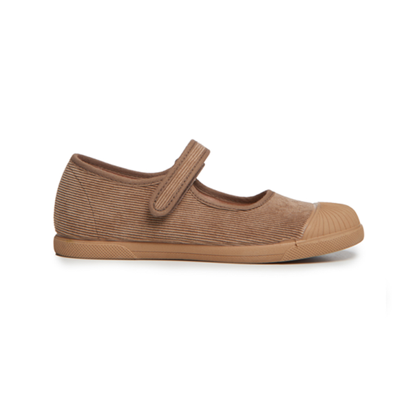 Corduroy Mary Jane Captoe Sneakers in Camel