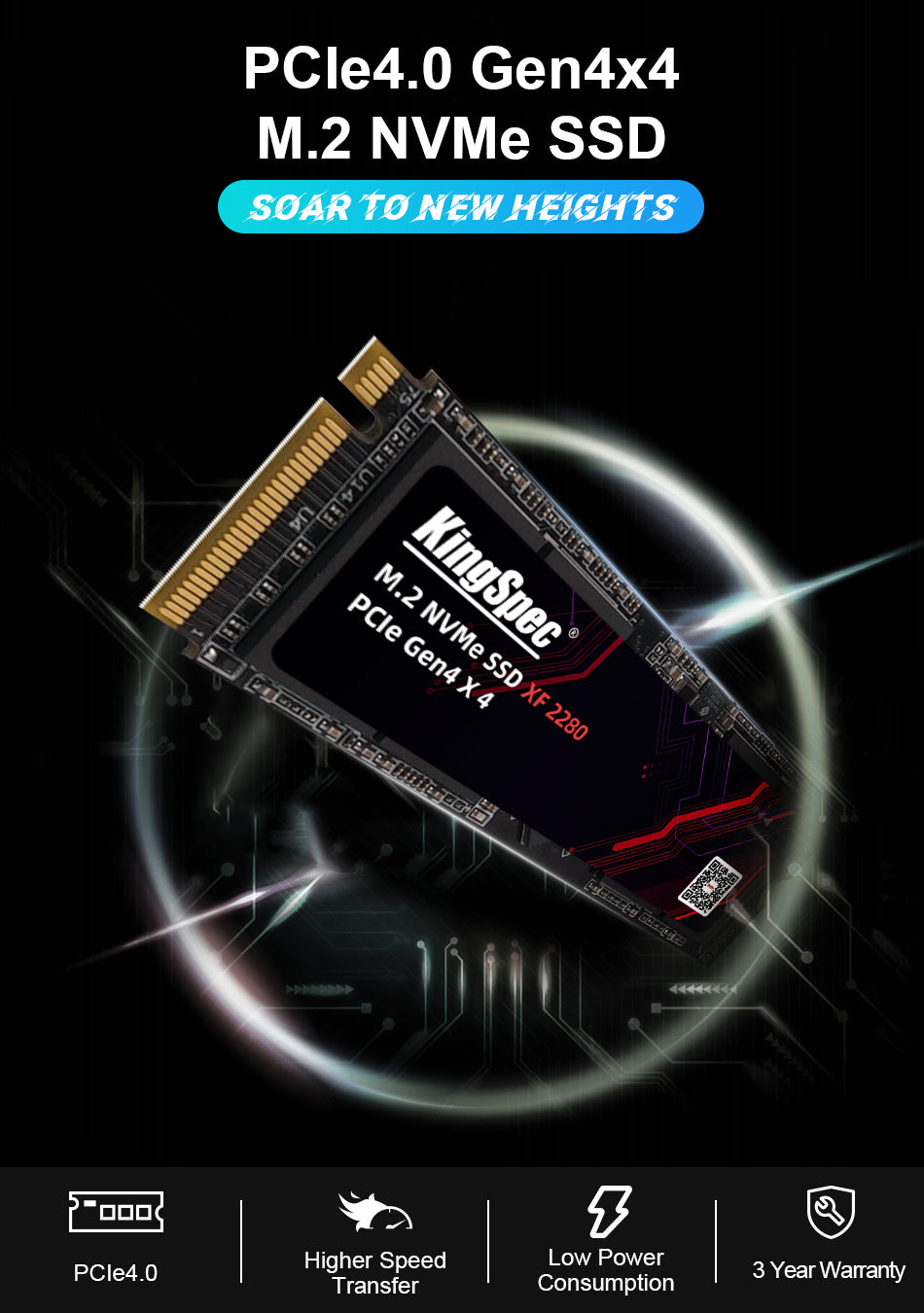 SSD M.2 NVME 2280 PCle Gen 4×4, NVMe 1.4 KingSpec 2To XF-2TB (2280) -  Disque SSD - KINGSPEC