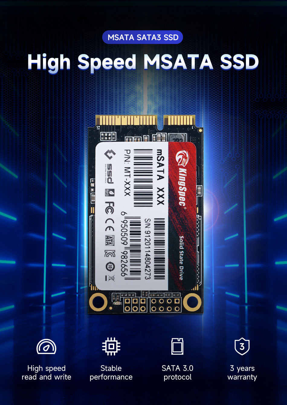 KingSpec Half Slim mSATA SSD 64g 128GB 256GB 512GB 1TB HDD SATA 3.0 For  Tablet PC HD Laptop Hard Drive Disk mSATA Half Size