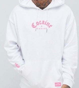 COCAINE & CAVIAR CENTER PRINT WHITE/ PINK HOODIE - Cocaine  Caviar product image