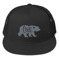 Cali Bear (Grey) - Embroidered Trucker Hat - Wears The Mountain