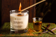 wood wick soy candle flame