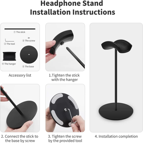 Srhythm Headphones Stand, an image showing how to install Headphone Stand