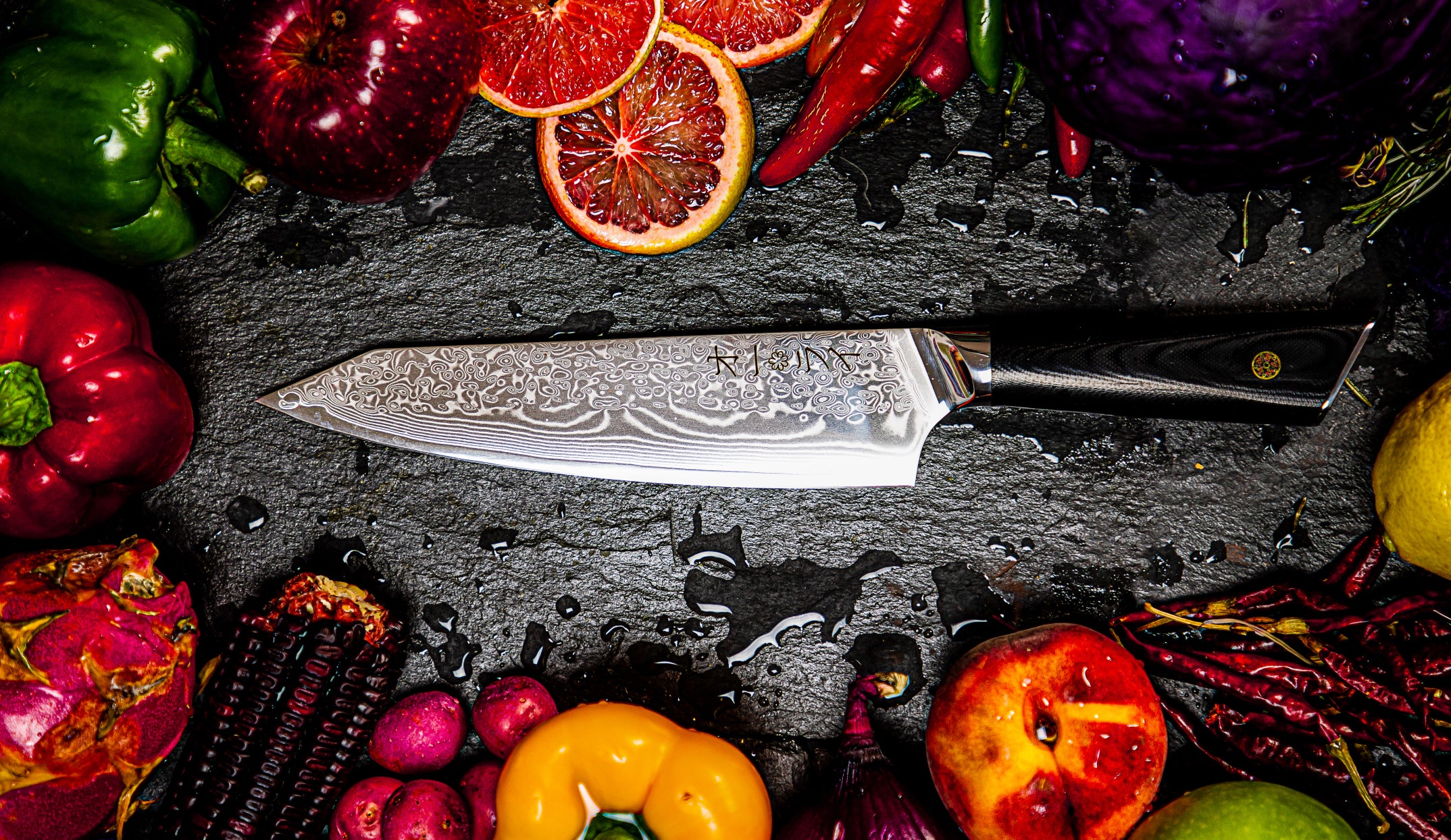 Cuchillo chef Acero Damasco japonés