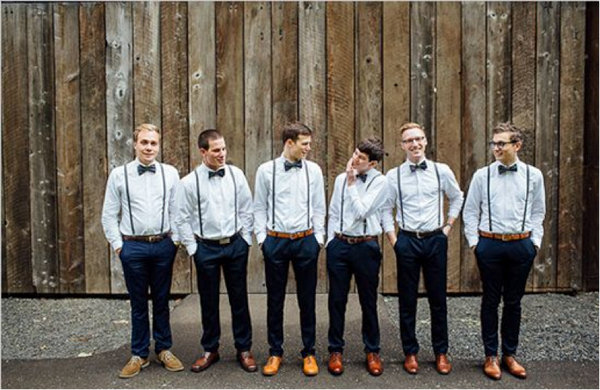 Navy Suspenders Navy Bow Tie Groomsmen Outfits, Groom Wedding Attire ...