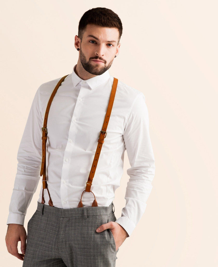 Leather Suspenders for Men - JJ Suspenders