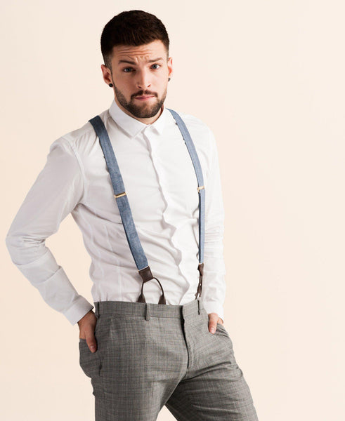 Windmill Wanderer - Chambray Suspenders - JJ Suspenders