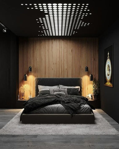 Bedroom with dim lighting