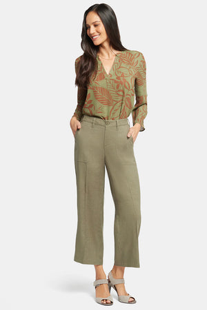 Wide Leg Cropped Cargo Pants - Avocado - Bailey Road - Nydj Pants
