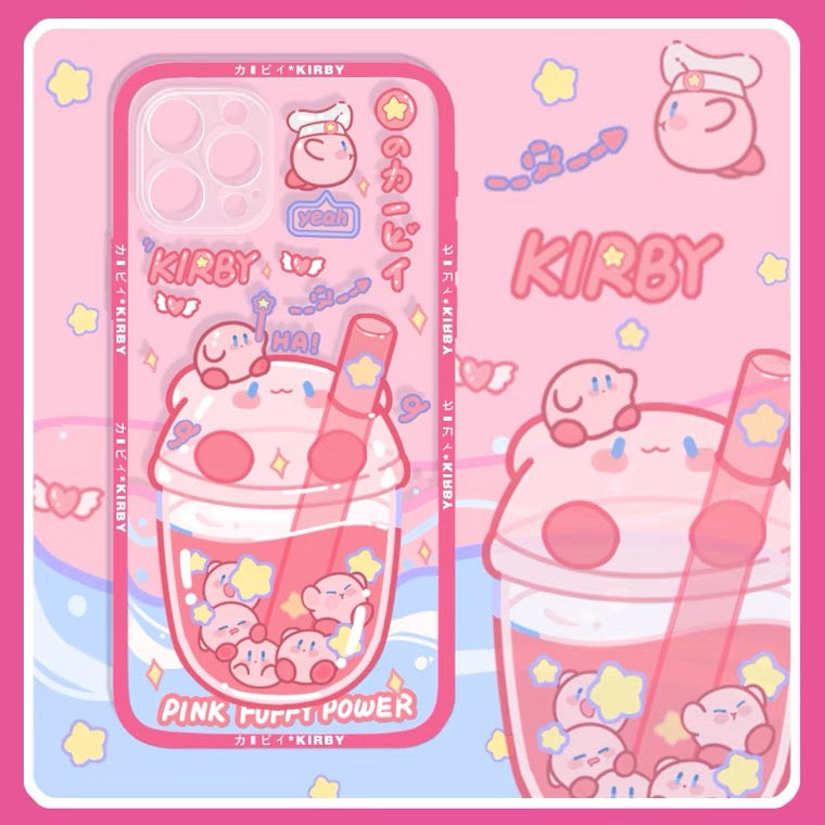 Kirby bubble tea silicon phone case | EverythingCuteClub