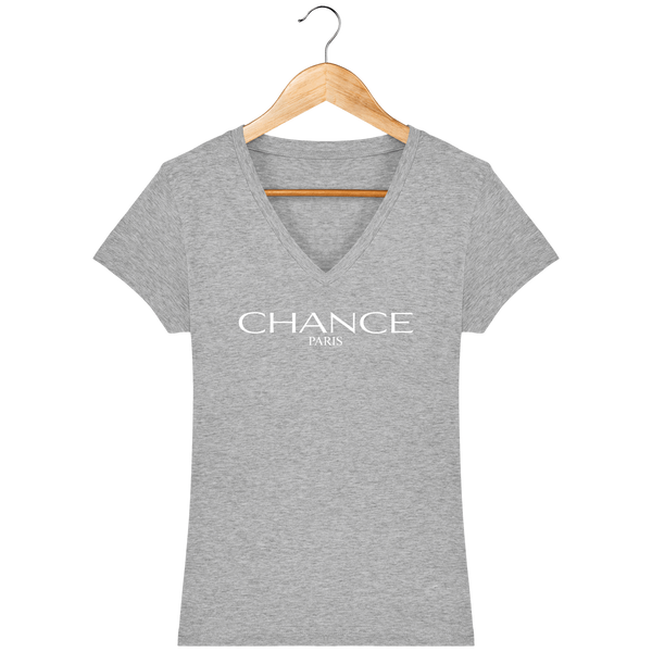 Chance Paris Women V Neck T-Shirt Black Embroidered Logo – CHANCE PARIS