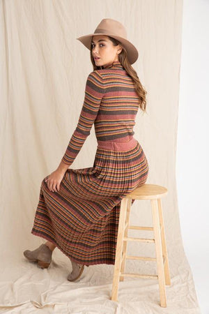 Polagram Multi Stripe Sweater Skirt - PinkOrchidFashion