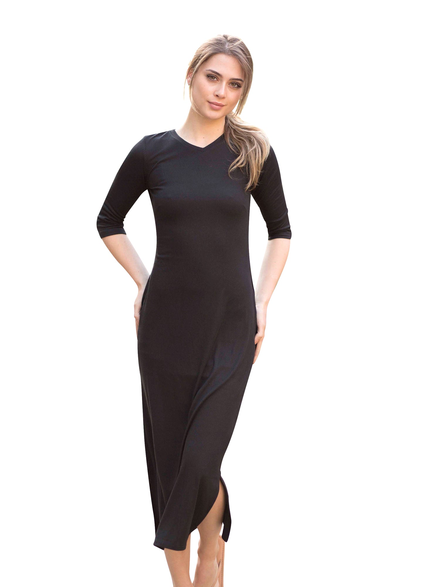 Allison Knit Midi Dress with Adjustable Strap PinkOrchidFashion