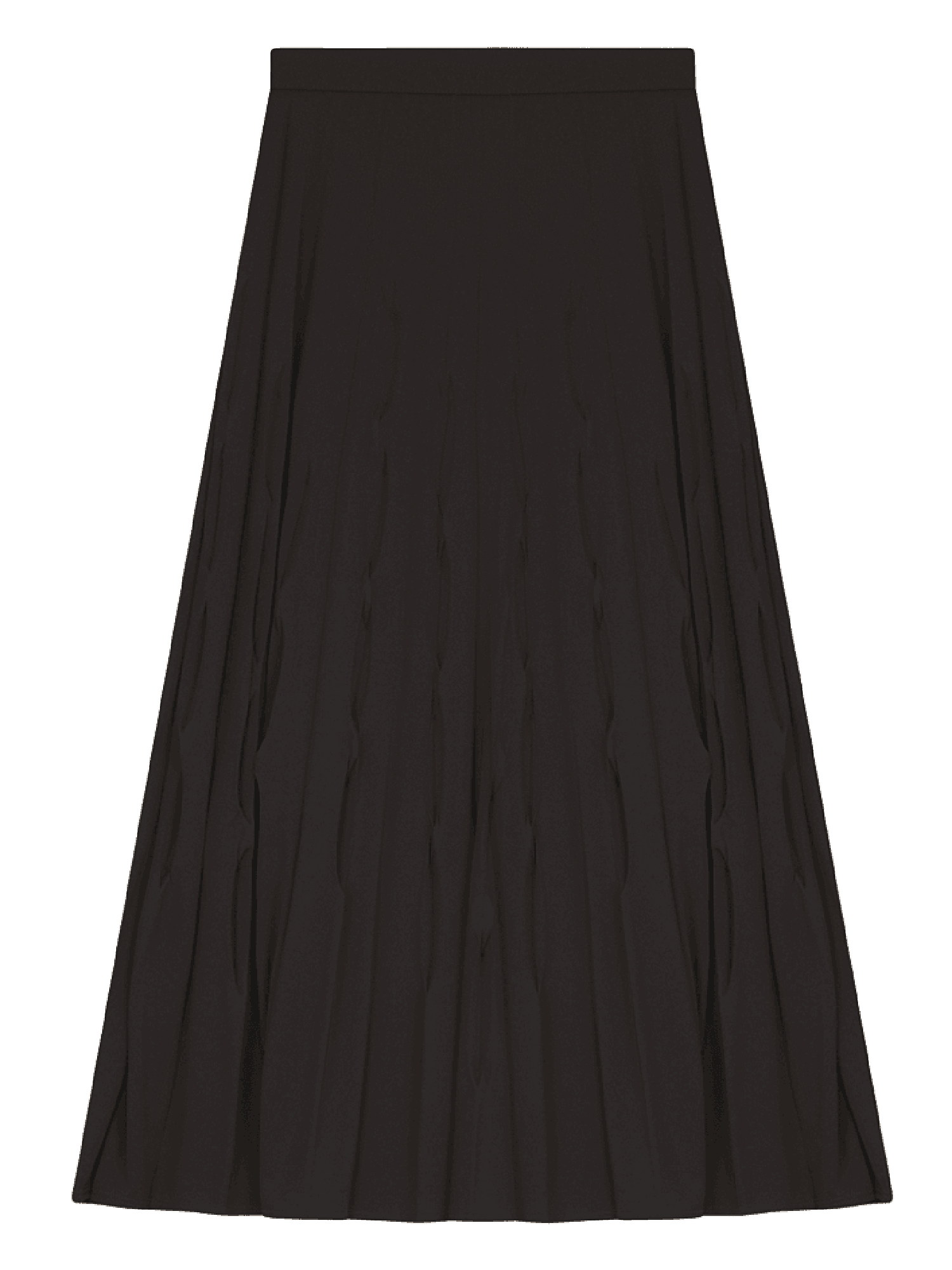 Ginger Suede Pleated Knee Length Skirt - Black or Chocolate