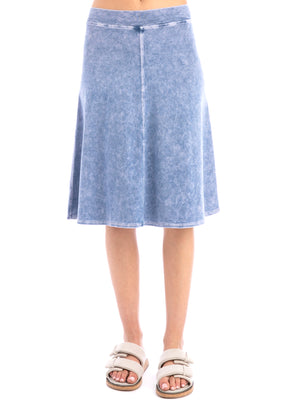 Hard Tail Knee Length A-Line Skirt with Rolldown Waistband