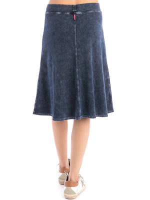 Hard Tail Knee Length A-Line Skirt with Rolldown Waistband