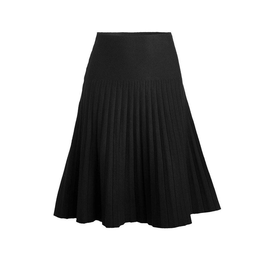 Mia Mod Sway Black Midi Lightweight Casual Jersey Skirt - PinkOrchidFashion