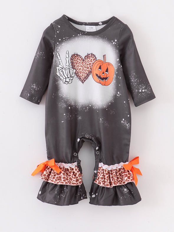 Skeleton Love Pumpkin Baby Onesie