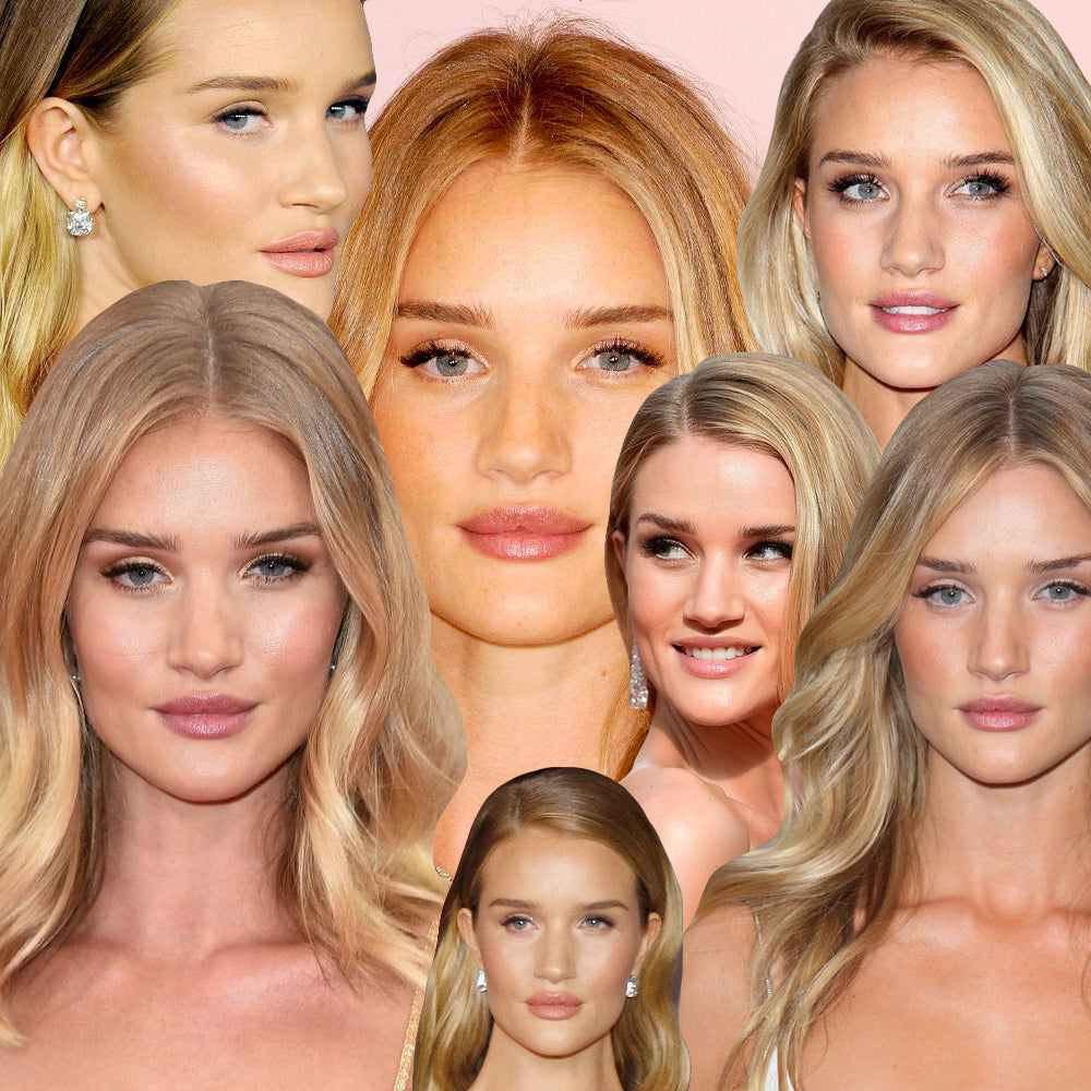 Rosie Huntington Whiteley blonde hair beach wave style image collage