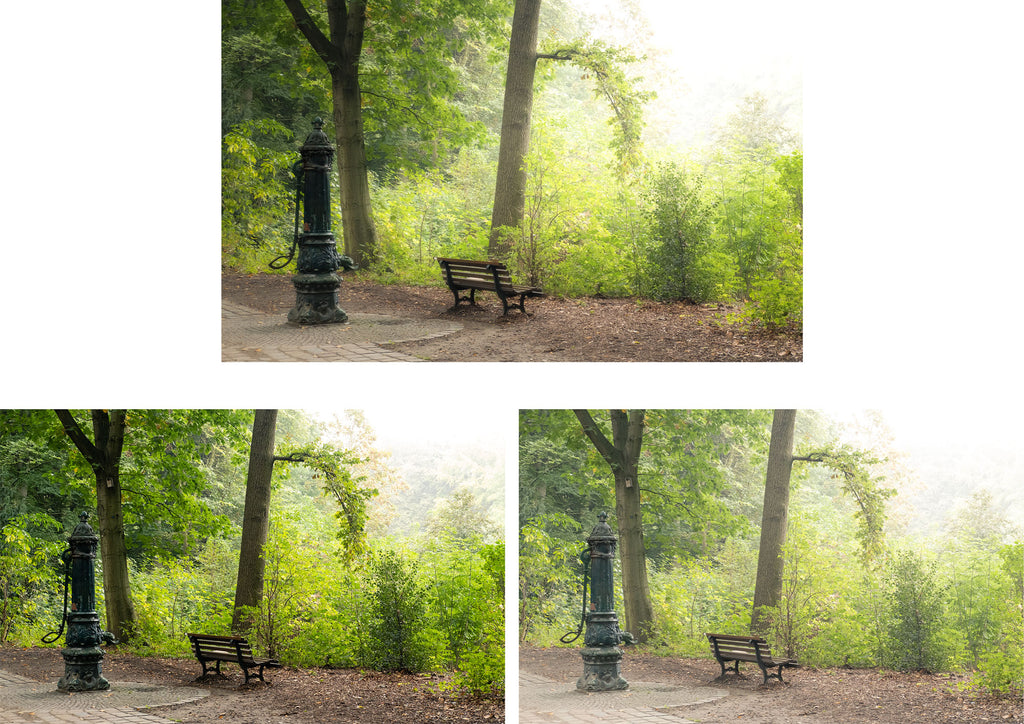 three pictures of the water post in Humboldt park in Berlin.