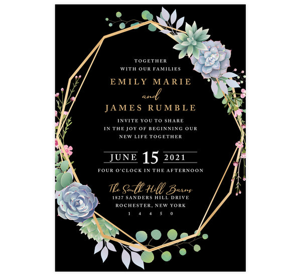 Succulent Frame Wedding Invitation | Printing by Penny Lane