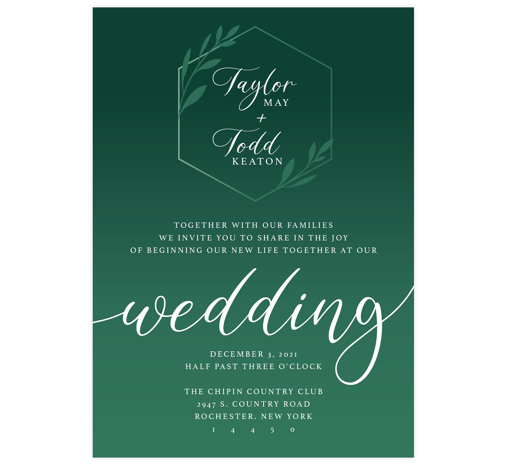 Emerald Greenery Wedding Invitation | Printing By Penny Lane – Printing by  Penny Lane