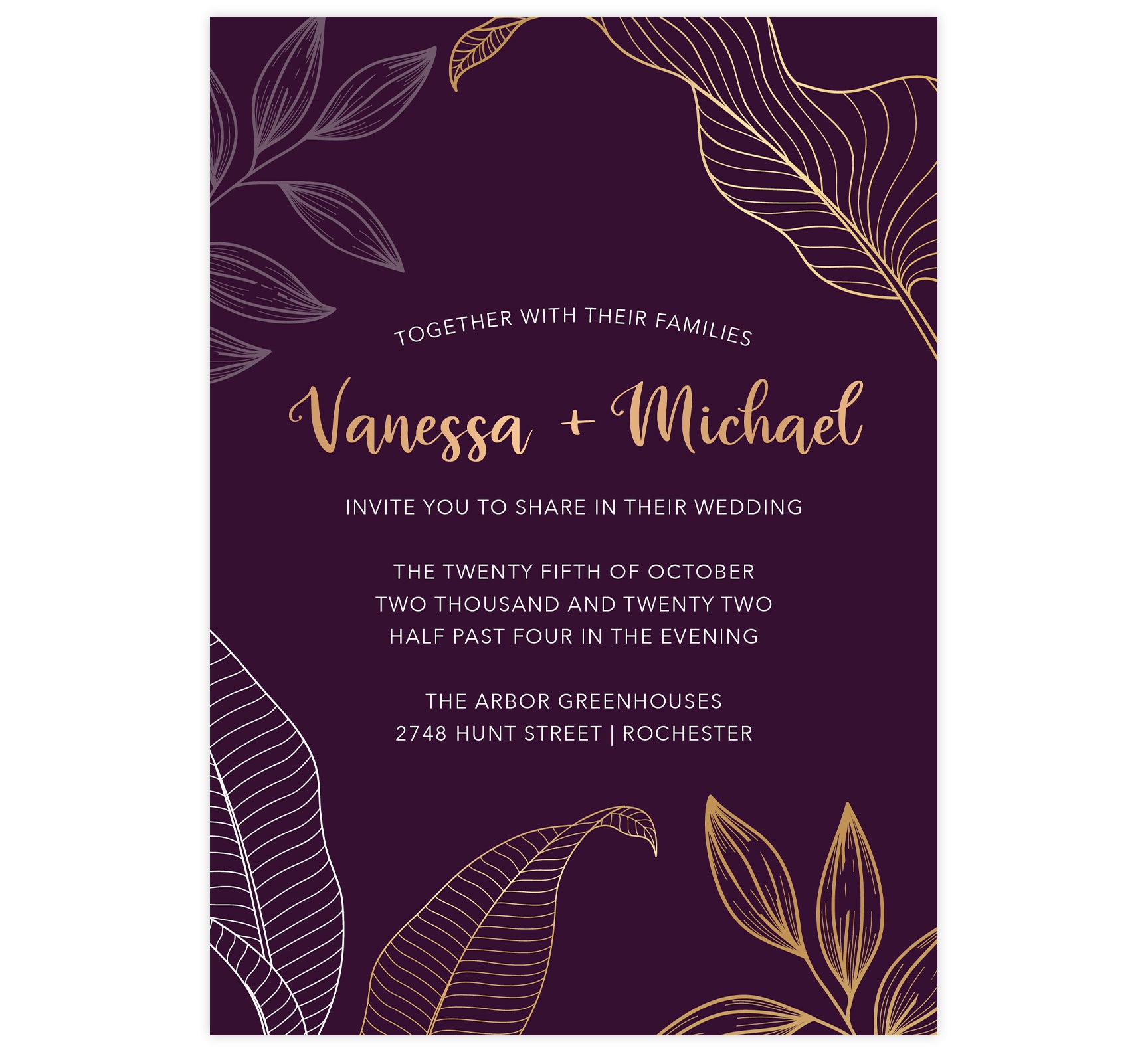 Modern Purple Wedding Invitation | Printing by Penny Lane