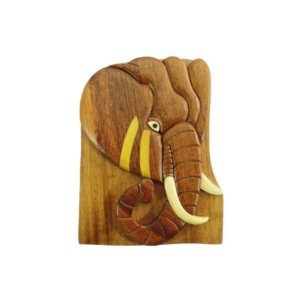 Caja de rompecabezas tallada a mano cabeza de elefante - Dan's