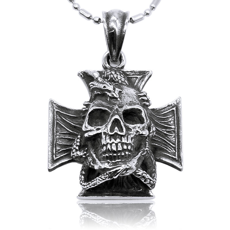 Maltese Cross Dragon Necklace (Stainless Steel) | Dragon Vibe