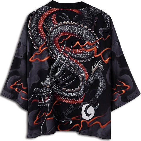 Red and Black Dragon Kimono for Men | Dragon Vibe