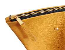 Load image into Gallery viewer, Oversized classic foldover clutch pebble mustard yellow
