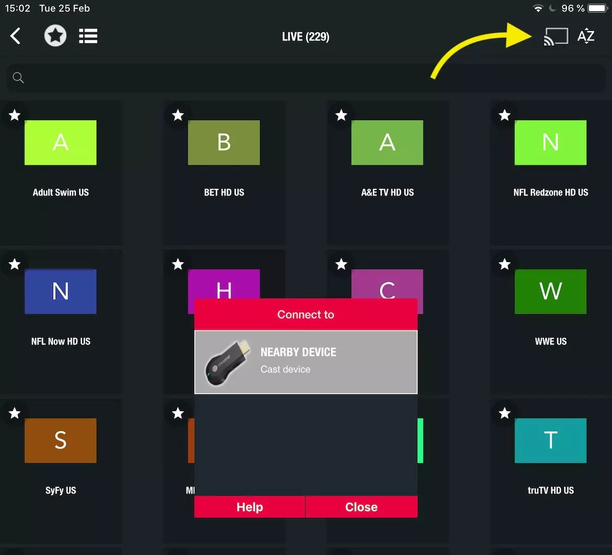 Cast IPTV from GSE smart to Chrome Cast