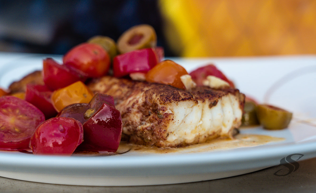 Mediterranean Style Baked Grouper With Tomatoes and Olives