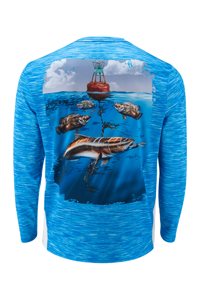 Reel Slobs Florida Marlin Long Sleeve Performance Fishing Shirt S / White