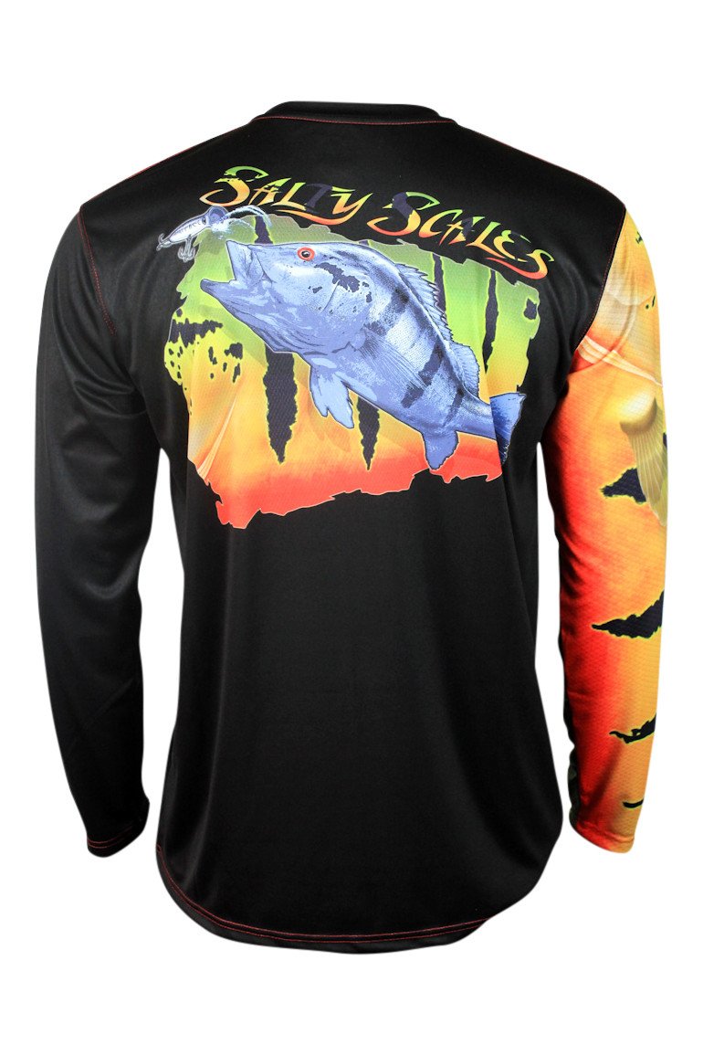 Salty Scales Largemouth Bass Gen 2 Long Sleeve Fishing Shirt for Men