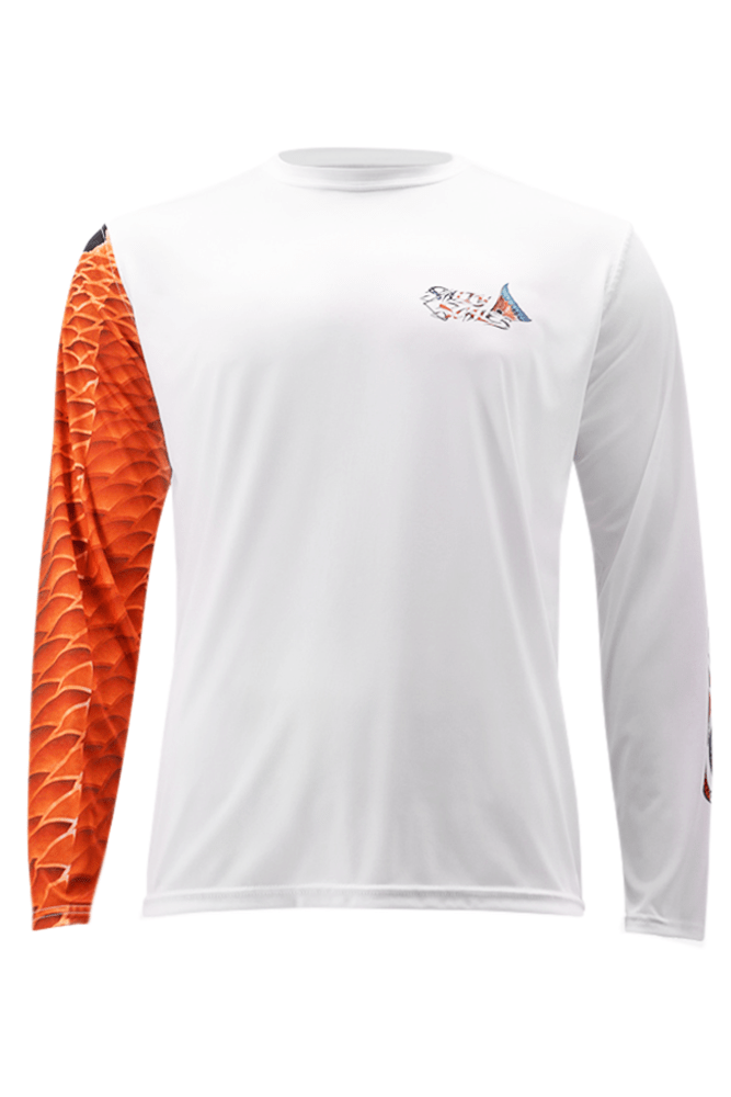 Redfish Fishing Shirts for Men Red Drum Channel Bass - UV Protected +50 Sun Protection with Moisture Wicking Technology 2XL / White