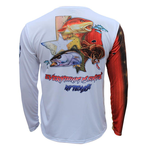 New Artwork] Texas State Flag Redfish & Trout Fishing Shirts for Men Ice  Blue/Small