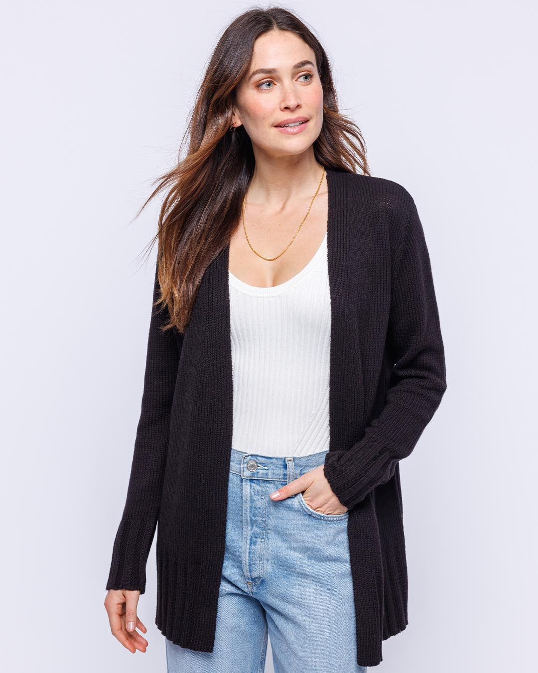 Cotton Open Cardigan - Oatmeal