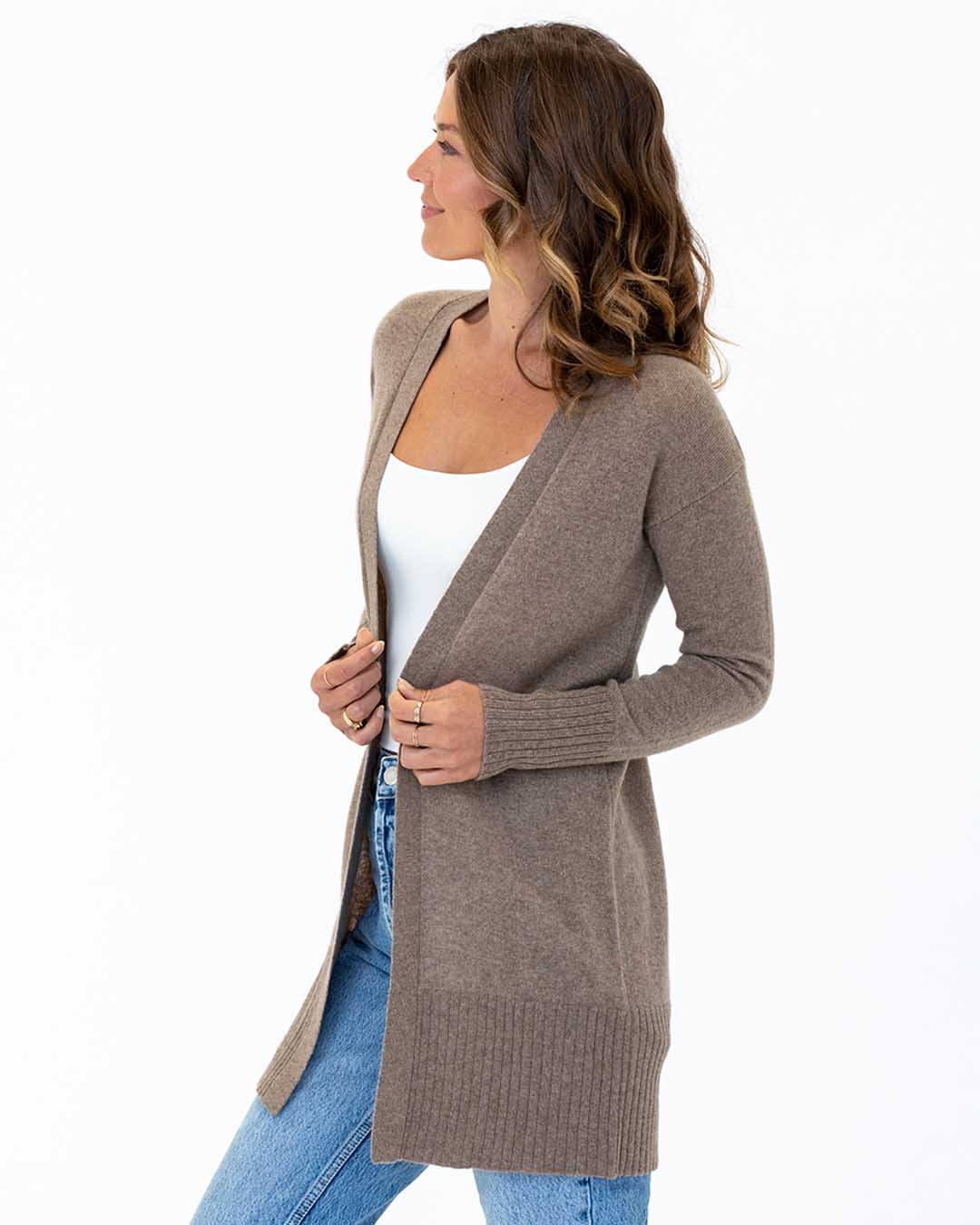 Long Cashmere Cardigan  Open Front Sweaters for Women - Pura Cashmere