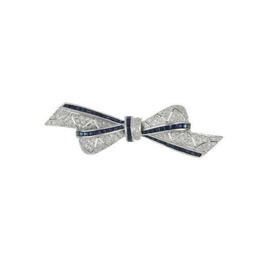 Diamond Sapphire Bow Brooch