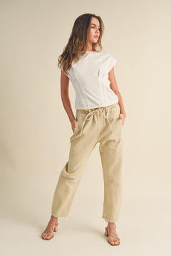 Paper Bag Waist Washed Pants