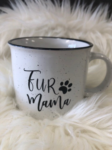 -14 ounce coffee cup  -Made of Ceramic  -Dishwasher safe  -We recommend hand washing this mug for longevity  -Do Not microwave  -White background with black speckles and script  -Handmade locally
