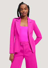 Model wearing Good American Classic Sculpted Blazer in Fuchsia