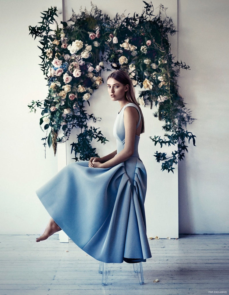 Girl in blue dress